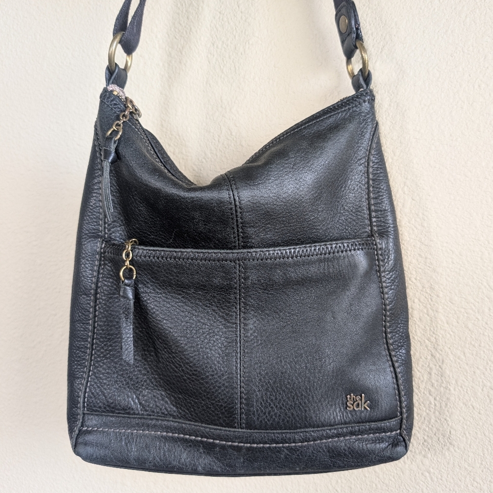 The Sak Black Pebbled Leather Shoulder Bag